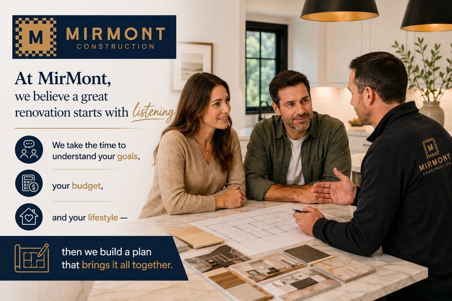 Mirmont Construction team listening to clients
